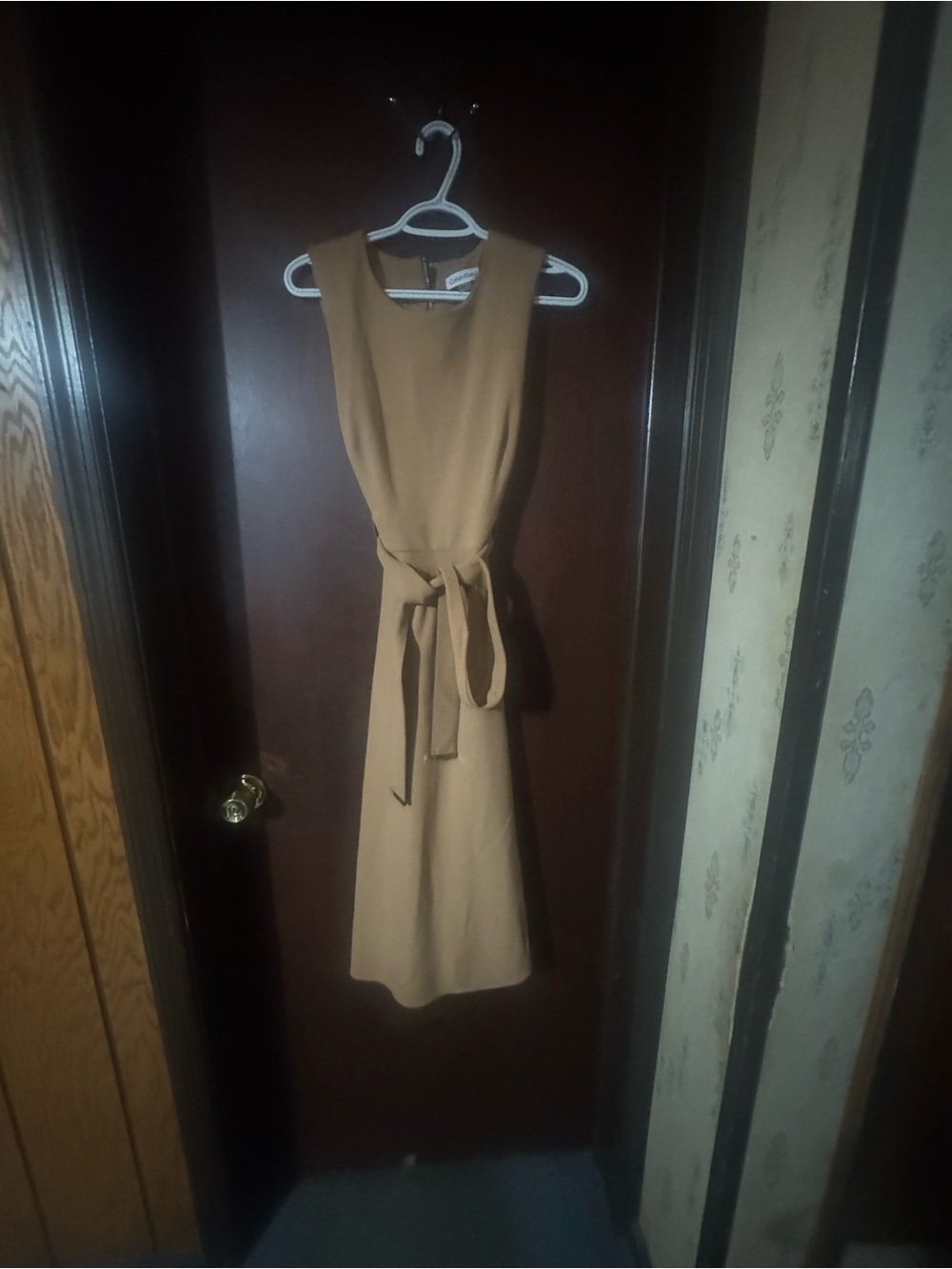 Calvin Klein Camel Midi Dress with Self Tie